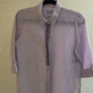 CHICOS linen dress smock duster purple coverup made in India